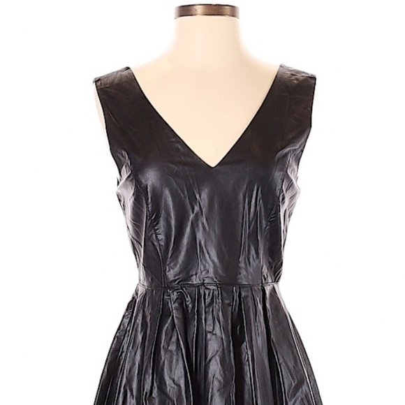 Very J - Black Faux Leather Fit & Flare Dress - Picture 2 of 4